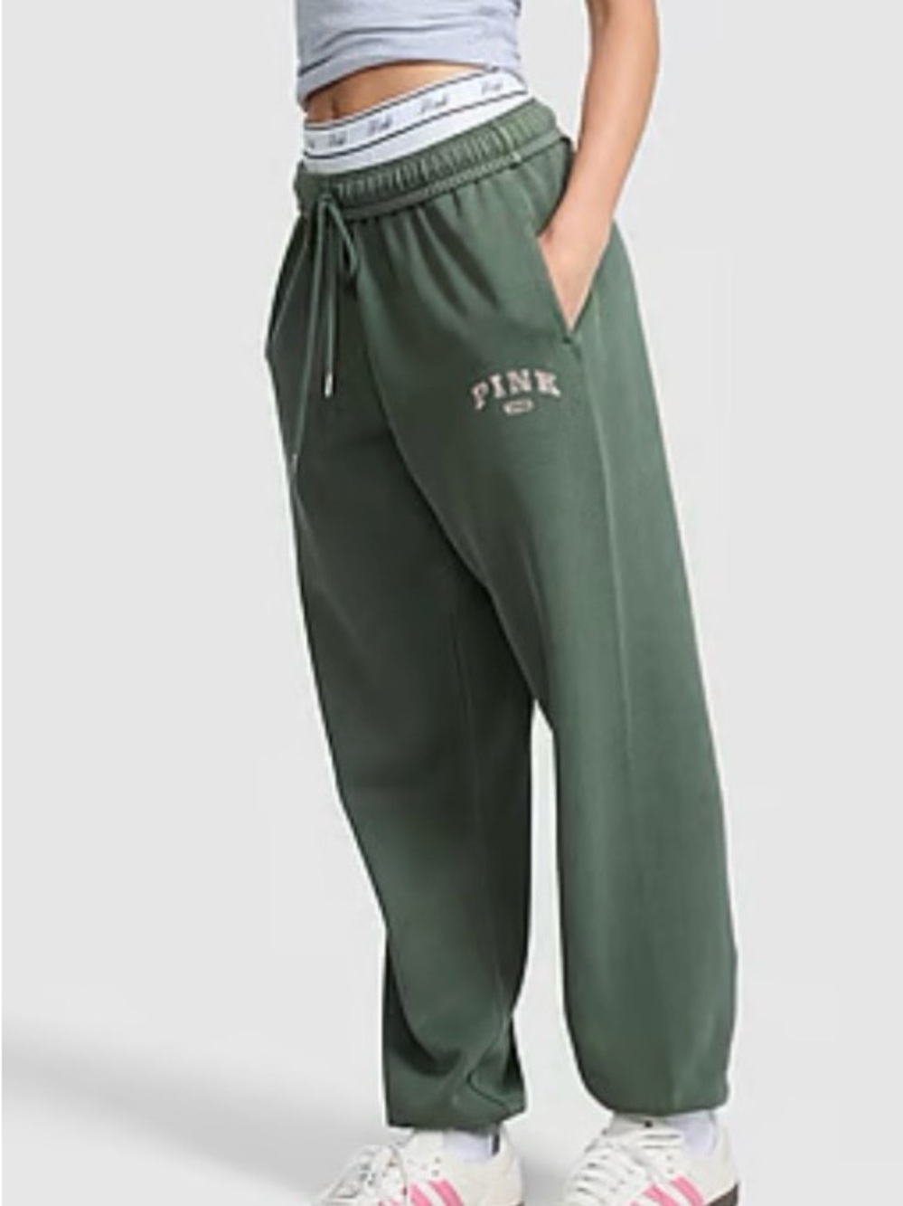 PINK Ivy Fleece Campus Sweatpants-M
